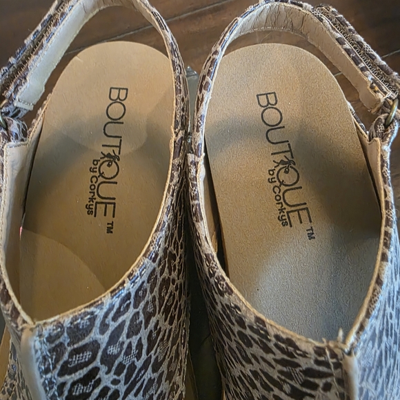 Corkys Brown Leopard Wedge Sandals - Picture 5 of 6